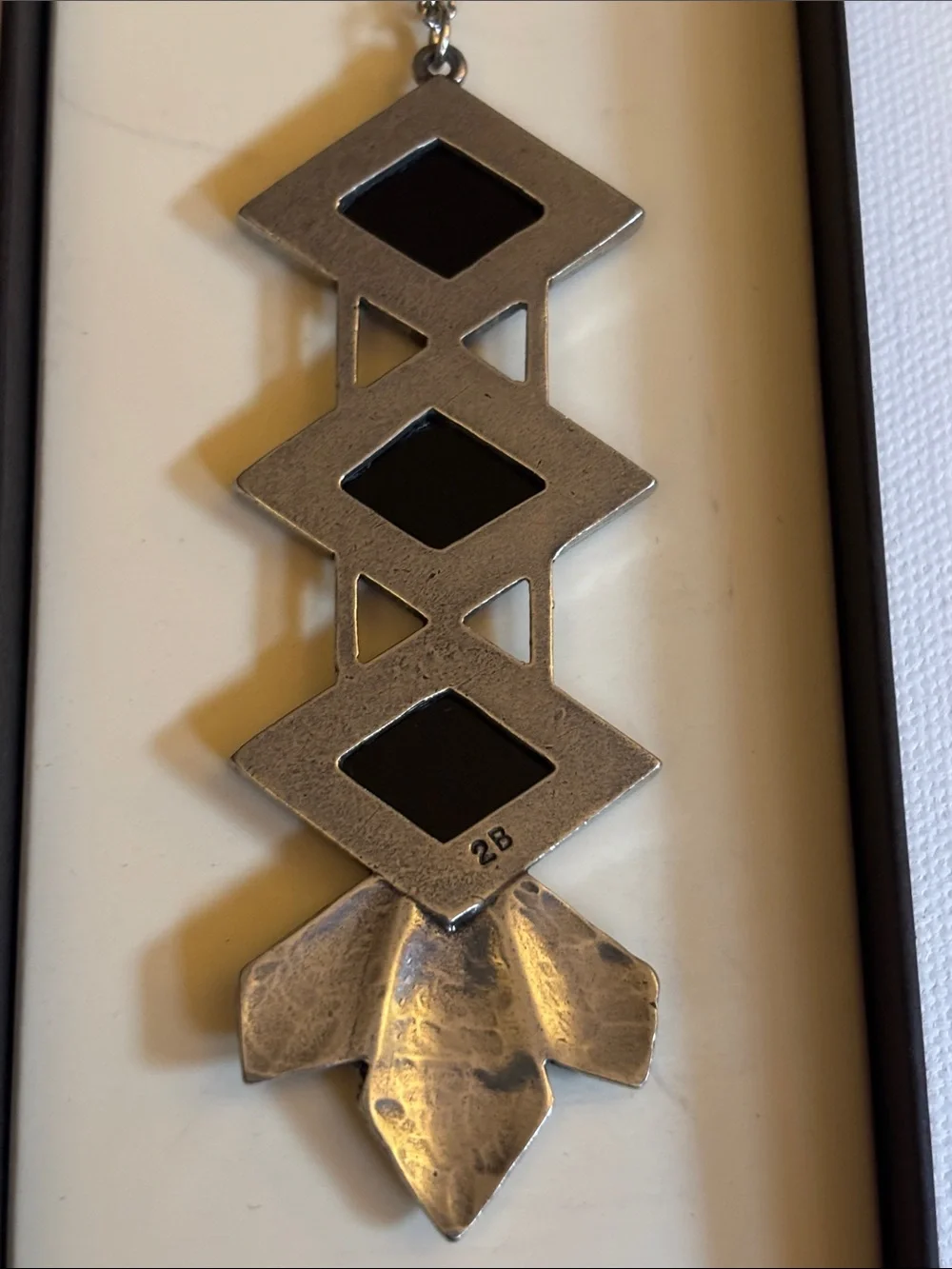 Black and Silver Geometric Drop Necklace